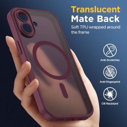 Oududianzi-Coque pour iPhone 17 Compatible avec MagSafe Magnétique, Housse de Arrière Translucide Givrée PC, TPU Silicone Bumper