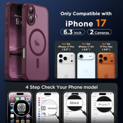 Oududianzi-Coque pour iPhone 17 Compatible avec MagSafe Magnétique, Housse de Arrière Translucide Givrée PC, TPU Silicone Bumper