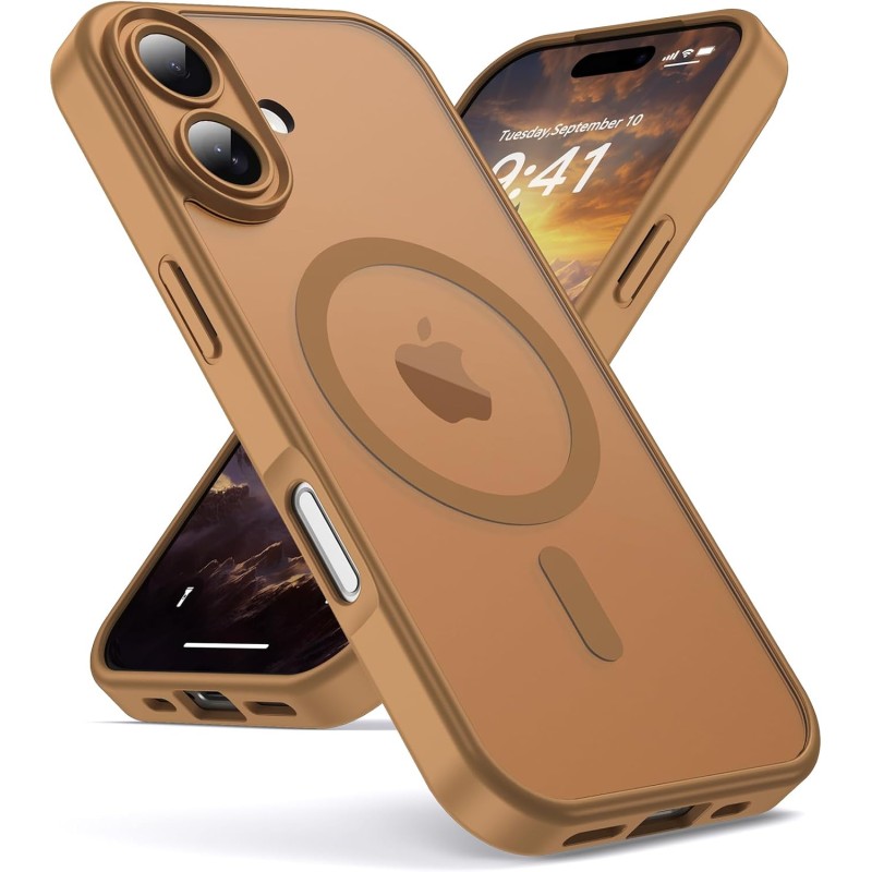 Oududianzi-coque pour iphone 17 compatible avec magsafe magnétique, housse de arrière translucide givrée pc, tpu silicone bumper