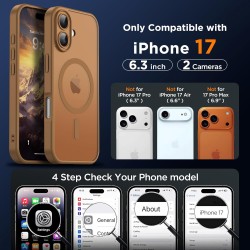 Oududianzi-coque pour iphone 17 compatible avec magsafe magnétique, housse de arrière translucide givrée pc, tpu silicone bumper
