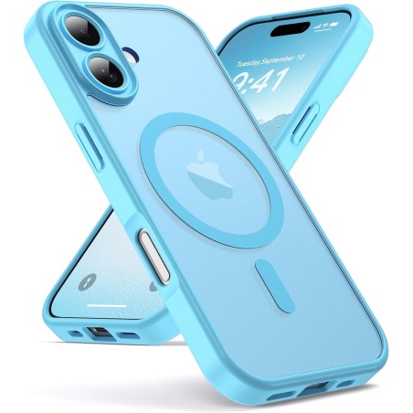 Oududianzi-coque pour iphone 17 compatible avec magsafe magnétique, housse de arrière translucide givrée pc, tpu silicone bumper