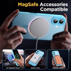 Oududianzi-coque pour iphone 17 compatible avec magsafe magnétique, housse de arrière translucide givrée pc, tpu silicone bumper