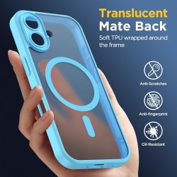 Oududianzi-coque pour iphone 17 compatible avec magsafe magnétique, housse de arrière translucide givrée pc, tpu silicone bumper