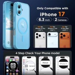 Oududianzi-coque pour iphone 17 compatible avec magsafe magnétique, housse de arrière translucide givrée pc, tpu silicone bumper