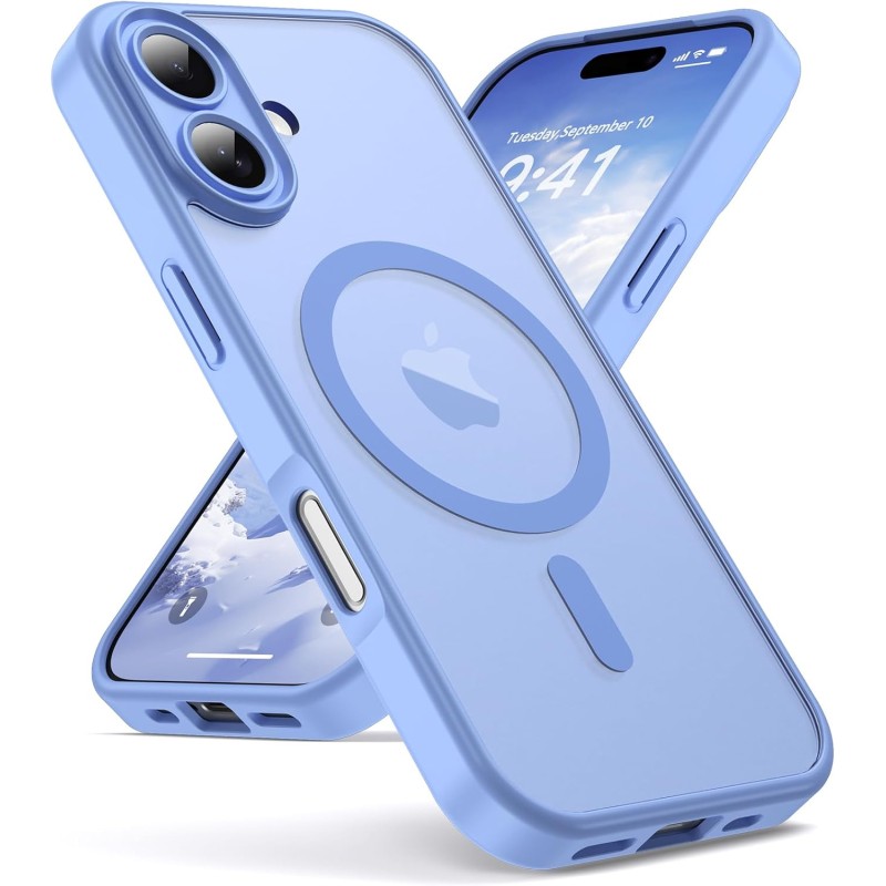 Oududianzi-Coque pour iPhone 17 Compatible avec MagSafe Magnétique, Housse de Arrière Translucide Givrée PC, TPU Silicone Bumper