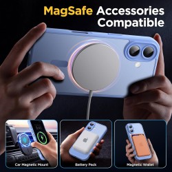 Oududianzi-Coque pour iPhone 17 Compatible avec MagSafe Magnétique, Housse de Arrière Translucide Givrée PC, TPU Silicone Bumper