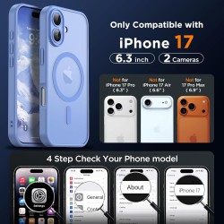 Oududianzi-Coque pour iPhone 17 Compatible avec MagSafe Magnétique, Housse de Arrière Translucide Givrée PC, TPU Silicone Bumper