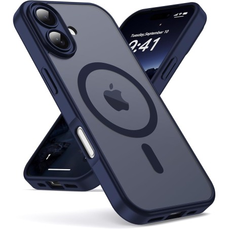 Oududianzi-coque pour iphone 17 compatible avec magsafe magnétique, housse de arrière translucide givrée pc, tpu silicone bumper