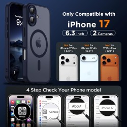 Oududianzi-coque pour iphone 17 compatible avec magsafe magnétique, housse de arrière translucide givrée pc, tpu silicone bumper