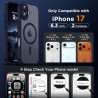 Oududianzi-coque pour iphone 17 compatible avec magsafe magnétique, housse de arrière translucide givrée pc, tpu silicone bumper
