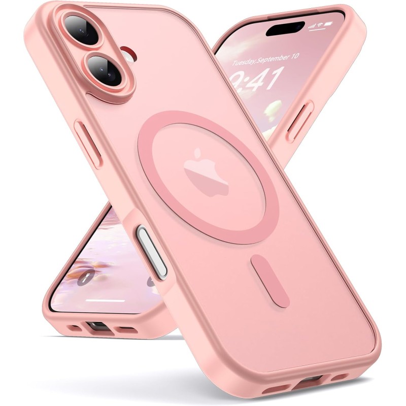 Oududianzi-Coque pour iPhone 17 Compatible avec MagSafe Magnétique, Housse de Arrière Translucide Givrée PC, TPU Silicone Bumper