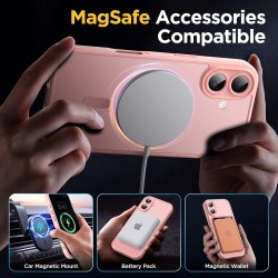 Oududianzi-Coque pour iPhone 17 Compatible avec MagSafe Magnétique, Housse de Arrière Translucide Givrée PC, TPU Silicone Bumper