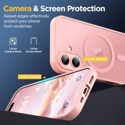 Oududianzi-Coque pour iPhone 17 Compatible avec MagSafe Magnétique, Housse de Arrière Translucide Givrée PC, TPU Silicone Bumper
