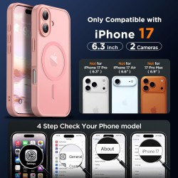 Oududianzi-Coque pour iPhone 17 Compatible avec MagSafe Magnétique, Housse de Arrière Translucide Givrée PC, TPU Silicone Bumper