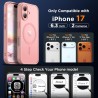 Oududianzi-Coque pour iPhone 17 Compatible avec MagSafe Magnétique, Housse de Arrière Translucide Givrée PC, TPU Silicone Bumper