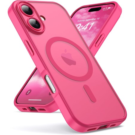 Oududianzi-Coque pour iPhone 17 Compatible avec MagSafe Magnétique, Housse de Arrière Translucide Givrée PC, TPU Silicone Bumper