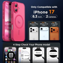 Oududianzi-Coque pour iPhone 17 Compatible avec MagSafe Magnétique, Housse de Arrière Translucide Givrée PC, TPU Silicone Bumper