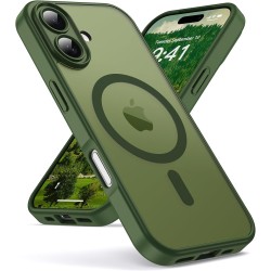 Oududianzi-coque pour iphone 17 compatible avec magsafe magnétique, housse de arrière translucide givrée pc, tpu silicone bumper