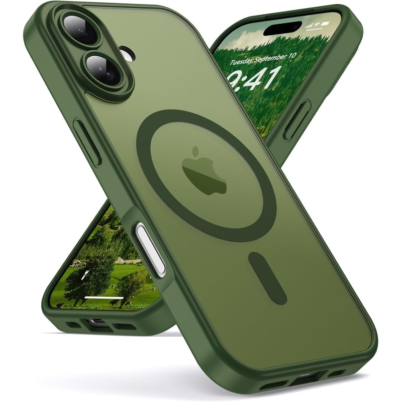 Oududianzi-coque pour iphone 17 compatible avec magsafe magnétique, housse de arrière translucide givrée pc, tpu silicone bumper