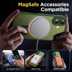 Oududianzi-coque pour iphone 17 compatible avec magsafe magnétique, housse de arrière translucide givrée pc, tpu silicone bumper