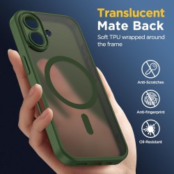 Oududianzi-coque pour iphone 17 compatible avec magsafe magnétique, housse de arrière translucide givrée pc, tpu silicone bumper