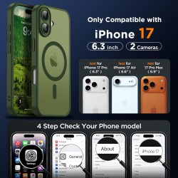 Oududianzi-coque pour iphone 17 compatible avec magsafe magnétique, housse de arrière translucide givrée pc, tpu silicone bumper