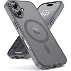 Oududianzi-coque pour iphone 17 compatible avec magsafe magnétique, housse de arrière translucide givrée pc, tpu silicone bumper