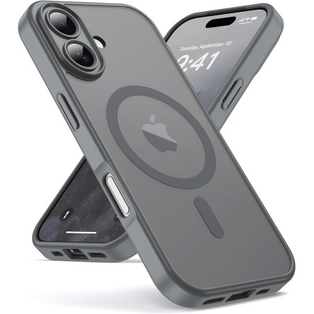 Oududianzi-coque pour iphone 17 compatible avec magsafe magnétique, housse de arrière translucide givrée pc, tpu silicone bumper