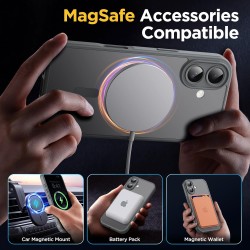 Oududianzi-coque pour iphone 17 compatible avec magsafe magnétique, housse de arrière translucide givrée pc, tpu silicone bumper