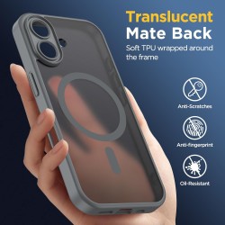 Oududianzi-coque pour iphone 17 compatible avec magsafe magnétique, housse de arrière translucide givrée pc, tpu silicone bumper