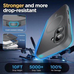 Oududianzi-coque pour iphone 17 compatible avec magsafe magnétique, housse de arrière translucide givrée pc, tpu silicone bumper