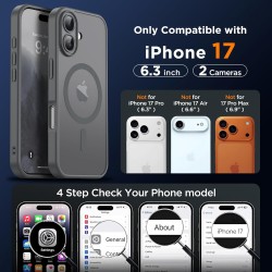 Oududianzi-coque pour iphone 17 compatible avec magsafe magnétique, housse de arrière translucide givrée pc, tpu silicone bumper