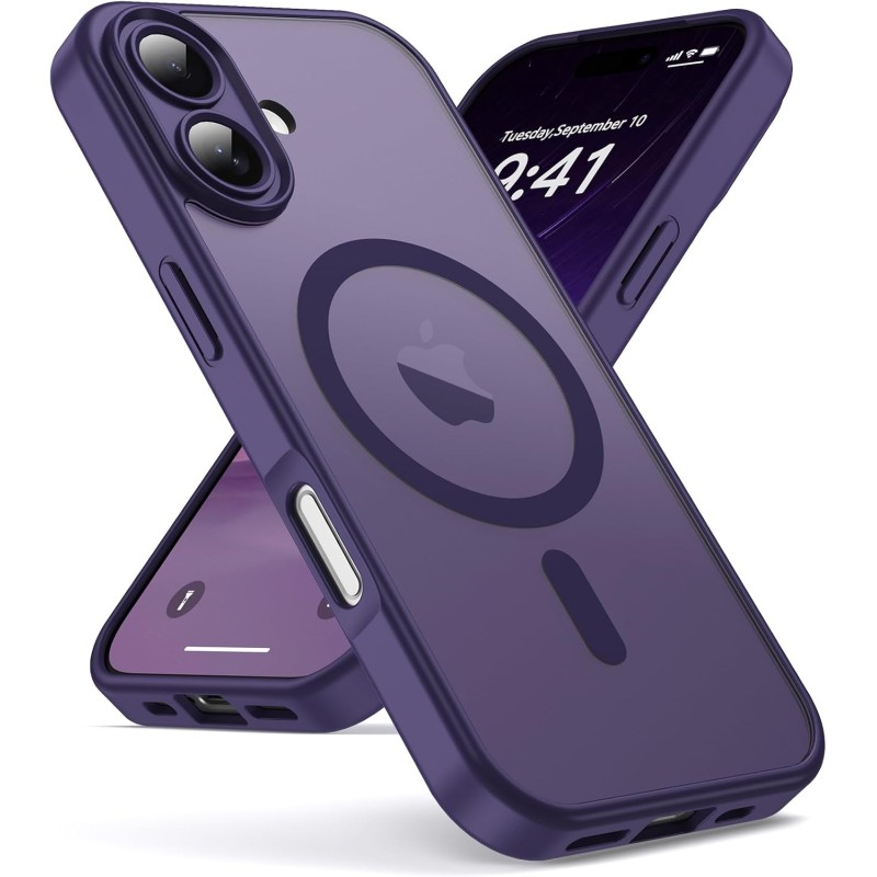 Oududianzi-Coque pour iPhone 17 Compatible avec MagSafe Magnétique, Housse de Arrière Translucide Givrée PC, TPU Silicone Bumper