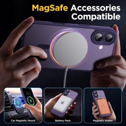 Oududianzi-Coque pour iPhone 17 Compatible avec MagSafe Magnétique, Housse de Arrière Translucide Givrée PC, TPU Silicone Bumper