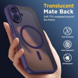 Oududianzi-Coque pour iPhone 17 Compatible avec MagSafe Magnétique, Housse de Arrière Translucide Givrée PC, TPU Silicone Bumper