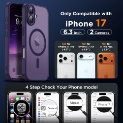 Oududianzi-Coque pour iPhone 17 Compatible avec MagSafe Magnétique, Housse de Arrière Translucide Givrée PC, TPU Silicone Bumper