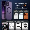 Oududianzi-Coque pour iPhone 17 Compatible avec MagSafe Magnétique, Housse de Arrière Translucide Givrée PC, TPU Silicone Bumper