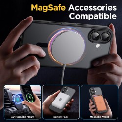 Oududianzi-Coque pour iPhone 17 Compatible avec MagSafe Magnétique, Housse de Arrière Translucide Givrée PC, TPU Silicone Bumper