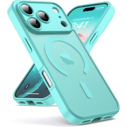Oududianzi-Coque pour iPhone 17 Pro Compatible avec MagSafe Magnétique, Housse de Arrière Translucide Givrée PC, TPU Silicone Bu