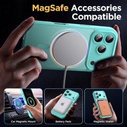 Oududianzi-Coque pour iPhone 17 Pro Compatible avec MagSafe Magnétique, Housse de Arrière Translucide Givrée PC, TPU Silicone Bu