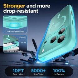 Oududianzi-Coque pour iPhone 17 Pro Compatible avec MagSafe Magnétique, Housse de Arrière Translucide Givrée PC, TPU Silicone Bu