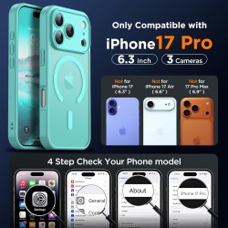 Oududianzi-Coque pour iPhone 17 Pro Compatible avec MagSafe Magnétique, Housse de Arrière Translucide Givrée PC, TPU Silicone Bu