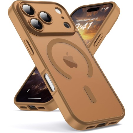 Oududianzi-coque pour iphone 17 pro compatible avec magsafe magnétique, housse de arrière translucide givrée pc, tpu silicone bu