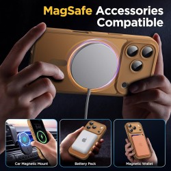 Oududianzi-coque pour iphone 17 pro compatible avec magsafe magnétique, housse de arrière translucide givrée pc, tpu silicone bu