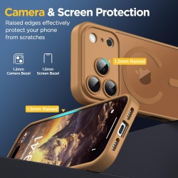 Oududianzi-coque pour iphone 17 pro compatible avec magsafe magnétique, housse de arrière translucide givrée pc, tpu silicone bu