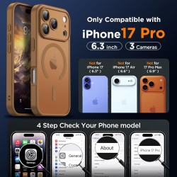 Oududianzi-coque pour iphone 17 pro compatible avec magsafe magnétique, housse de arrière translucide givrée pc, tpu silicone bu