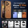 Oududianzi-coque pour iphone 17 pro compatible avec magsafe magnétique, housse de arrière translucide givrée pc, tpu silicone bu