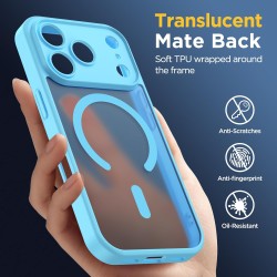 Oududianzi-coque pour iphone 17 pro compatible avec magsafe magnétique, housse de arrière translucide givrée pc, tpu silicone bu