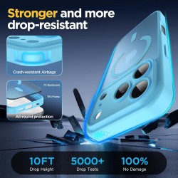 Oududianzi-coque pour iphone 17 pro compatible avec magsafe magnétique, housse de arrière translucide givrée pc, tpu silicone bu