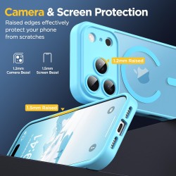 Oududianzi-coque pour iphone 17 pro compatible avec magsafe magnétique, housse de arrière translucide givrée pc, tpu silicone bu